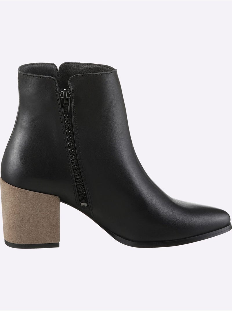 Bottines De Fabrication Portugaise - Taille Standard - Helline Noir Gris - Kiabi
