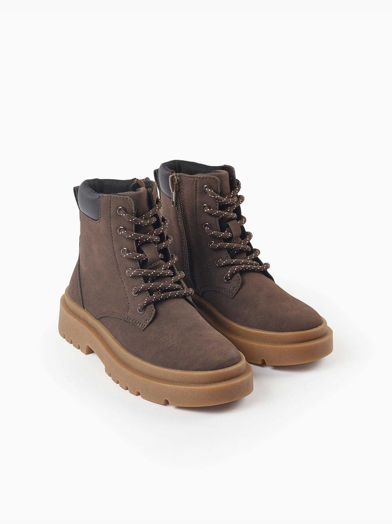 Bottines de montagne en suédine avec lacets Marron - Kiabi