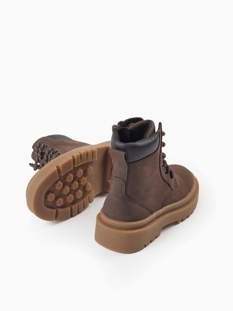 Bottines de montagne en suédine avec lacets Marron - Kiabi