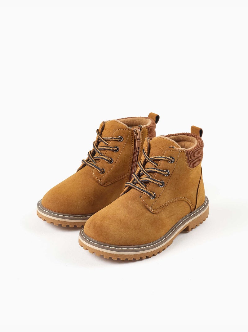 Bottines de montagne en suédine avec lacets Marron - Kiabi