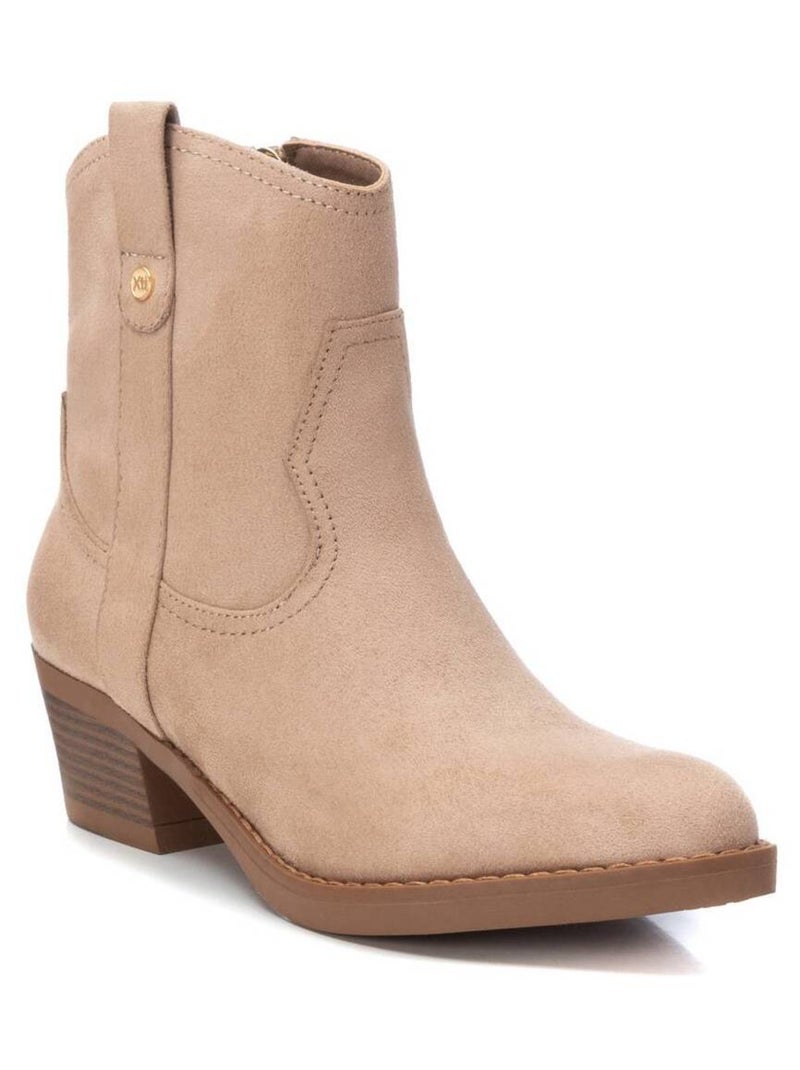 Bottines décontractées à talon à fermeture éclair Xti Beige - Kiabi