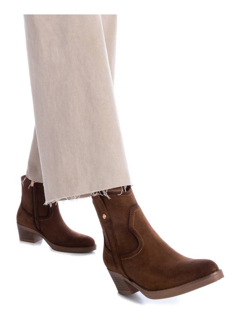 Bottines décontractées à talon à fermeture éclair Xti Camel - Kiabi