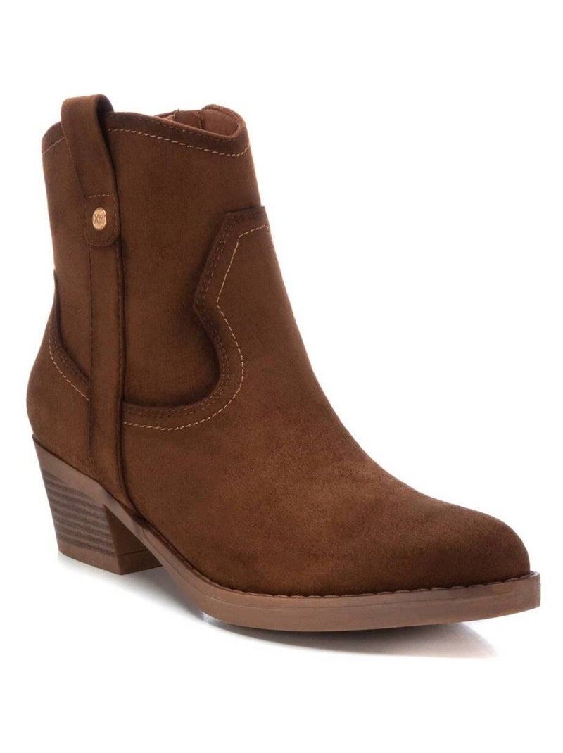 Bottines décontractées à talon à fermeture éclair Xti Camel - Kiabi