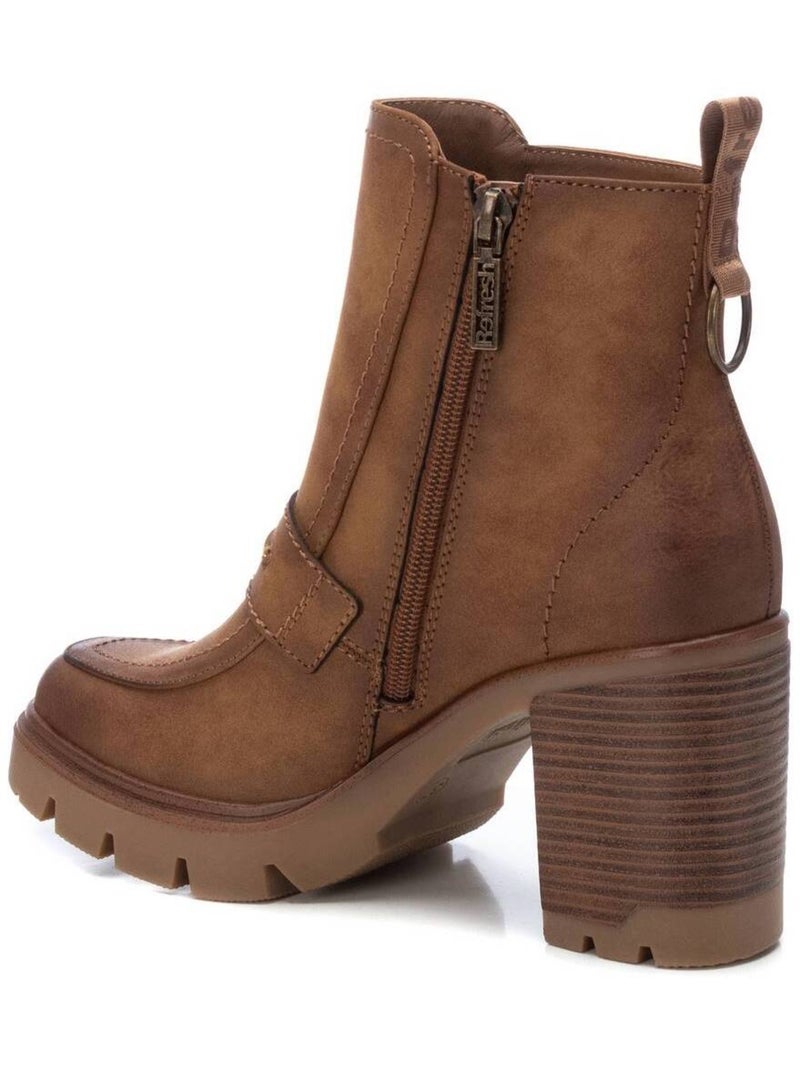 Bottines décontractées à talon à fermeture éclair Xti Camel - Kiabi