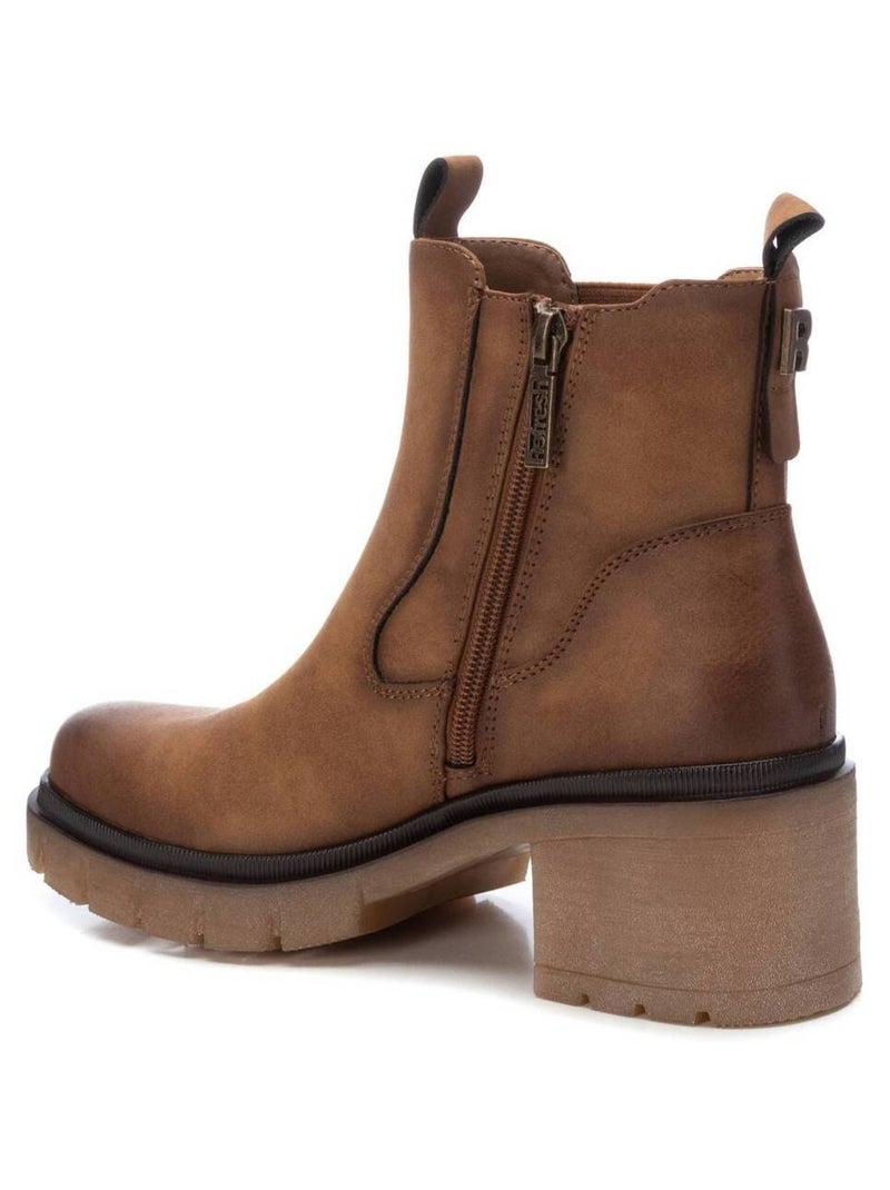 Bottines décontractées à talon à fermeture éclair Xti Camel - Kiabi