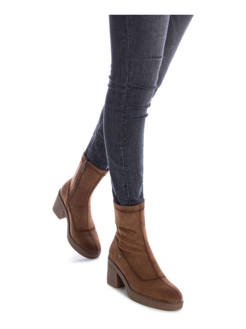 Bottines décontractées à talon à fermeture éclair Xti Camel - Kiabi