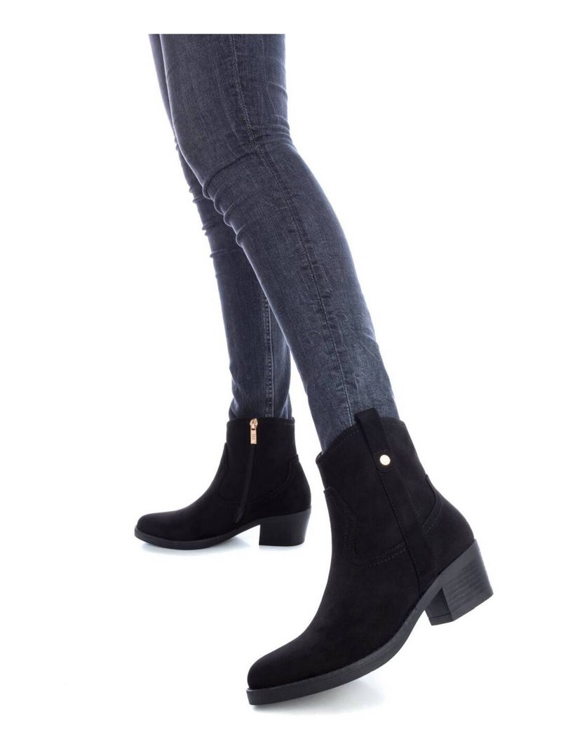 Bottines décontractées à talon à fermeture éclair Xti Noir - Kiabi