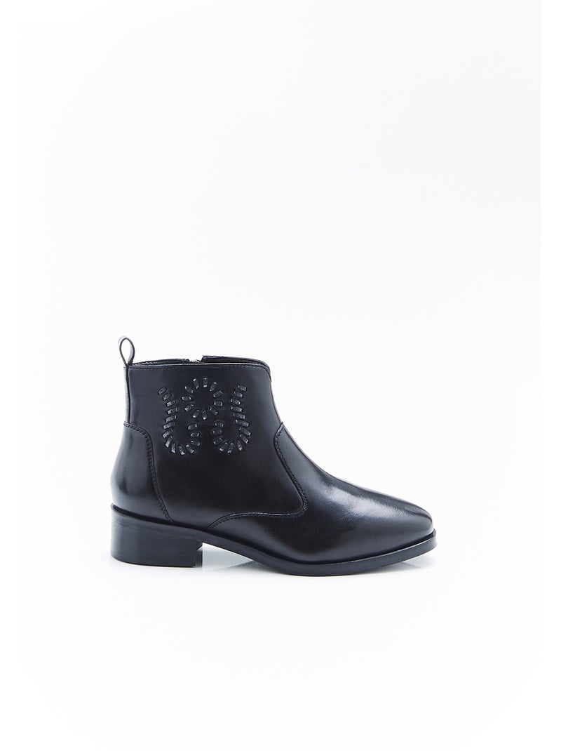 Bottines dessus cuir mouton - Damart Noir - Kiabi