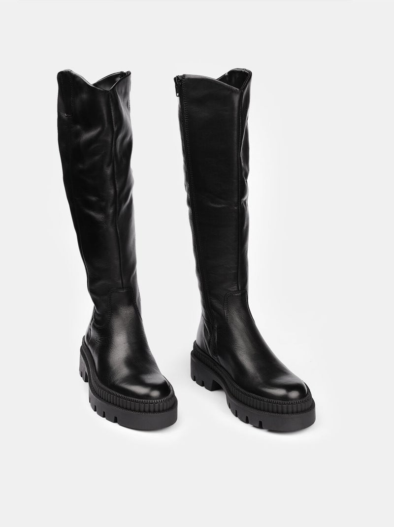 Bottines d'hiver en cuir BATA Noir - Kiabi