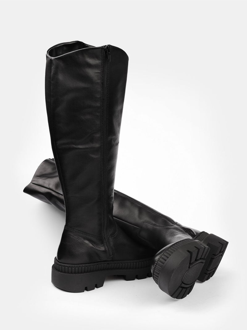 Bottines d'hiver en cuir BATA Noir - Kiabi