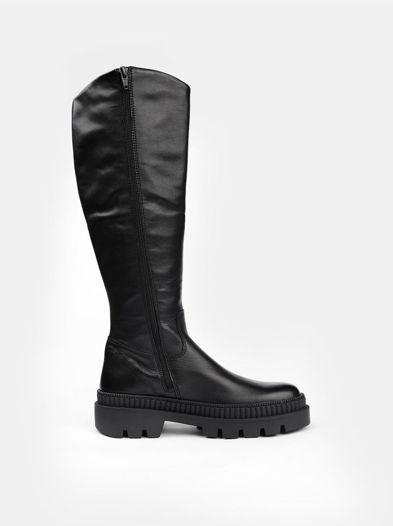 Bottines d'hiver en cuir BATA Noir - Kiabi