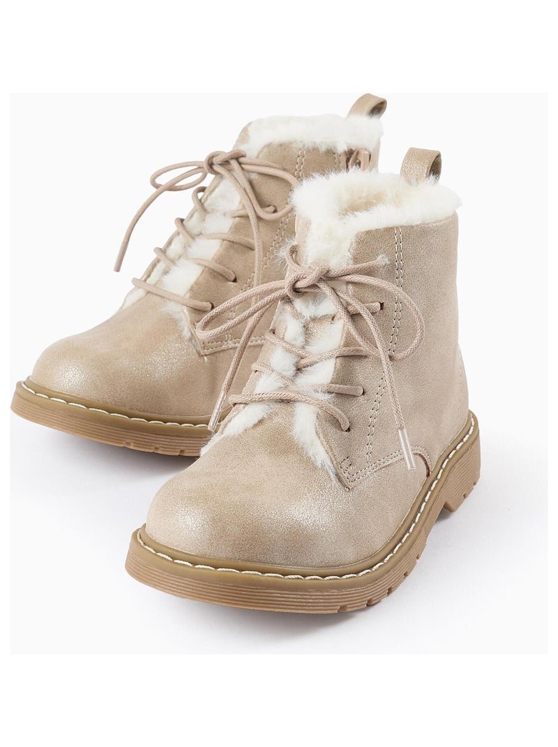 Bottines doublure en fourrure et fermeture à glissière ISTANBUL Beige - Kiabi