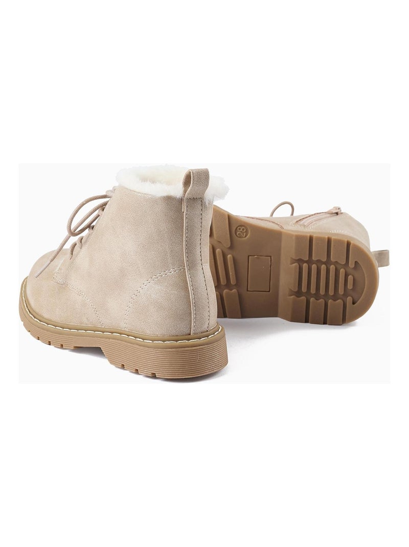 Bottines doublure en fourrure et fermeture à glissière ISTANBUL Beige - Kiabi