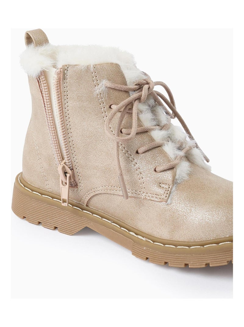 Bottines doublure en fourrure et fermeture à glissière ISTANBUL Beige - Kiabi