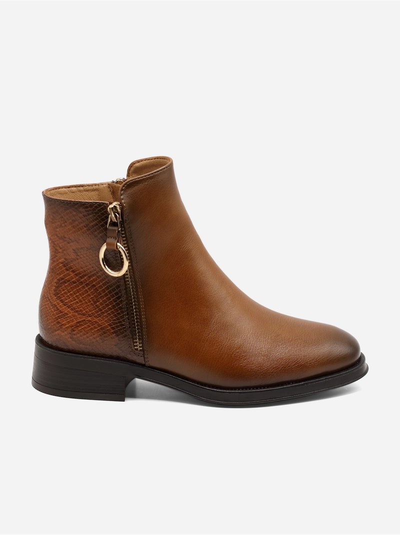 Bottines effet croco Marron - Kiabi