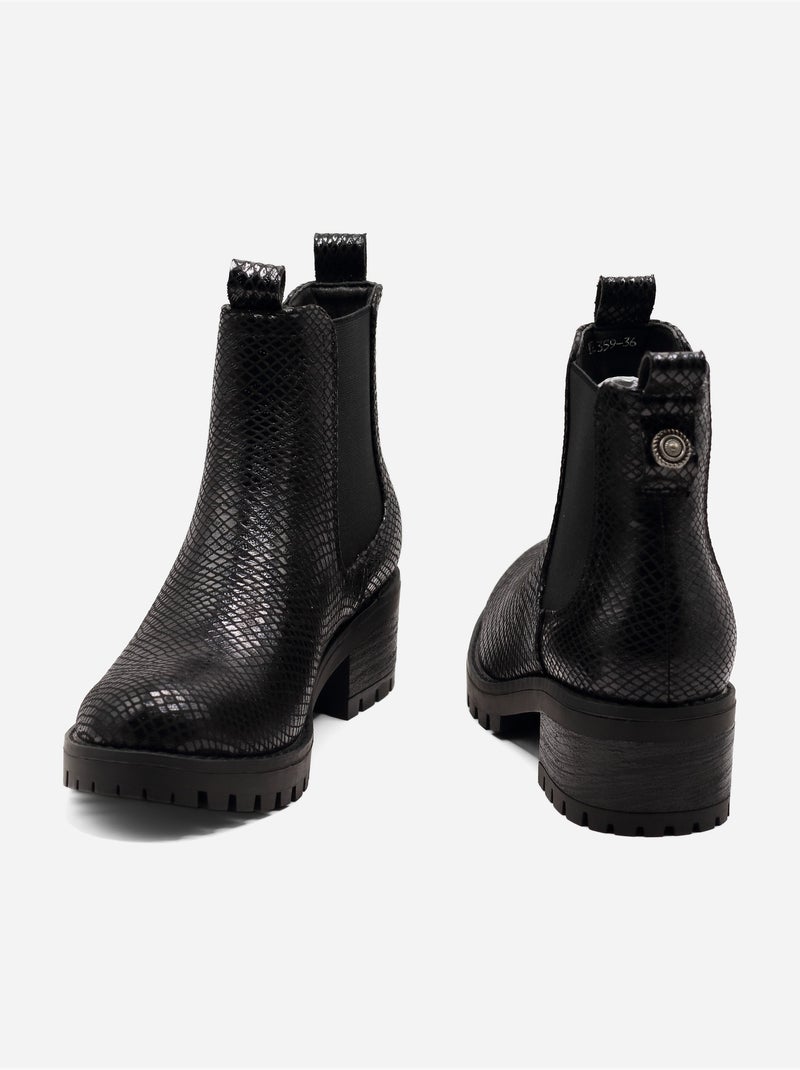 Bottines effet croco Noir - Kiabi