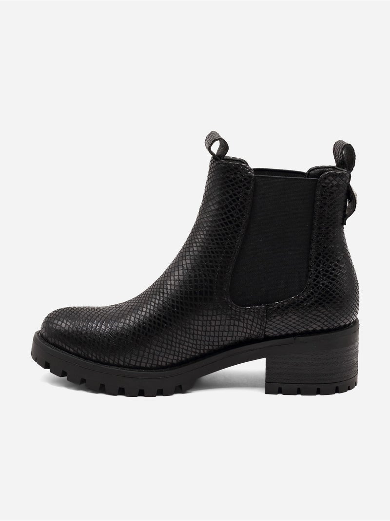 Bottines effet croco Noir - Kiabi