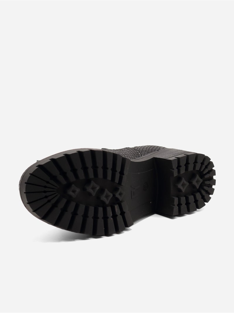Bottines effet croco Noir - Kiabi
