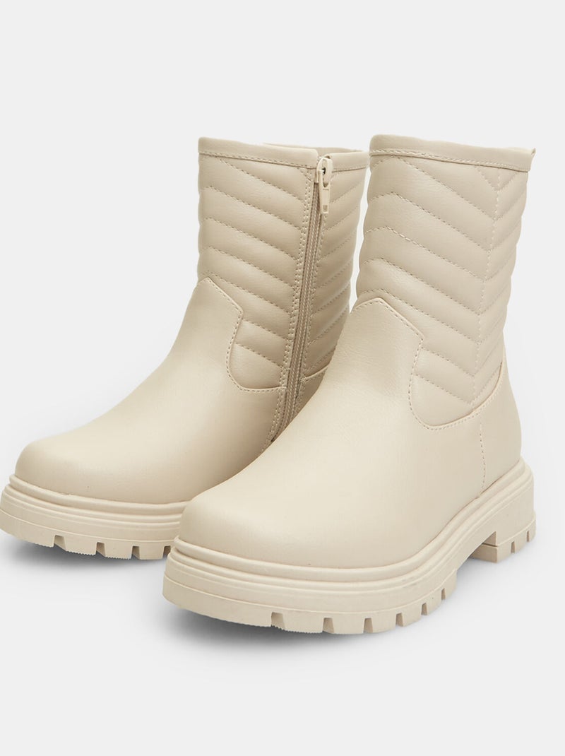 Bottines effet cuir BATA Beige - Kiabi