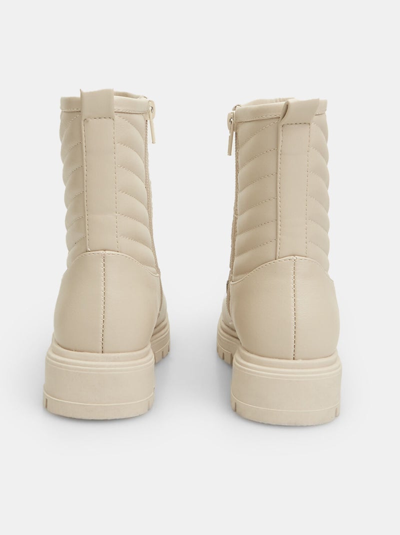 Bottines effet cuir BATA Beige - Kiabi