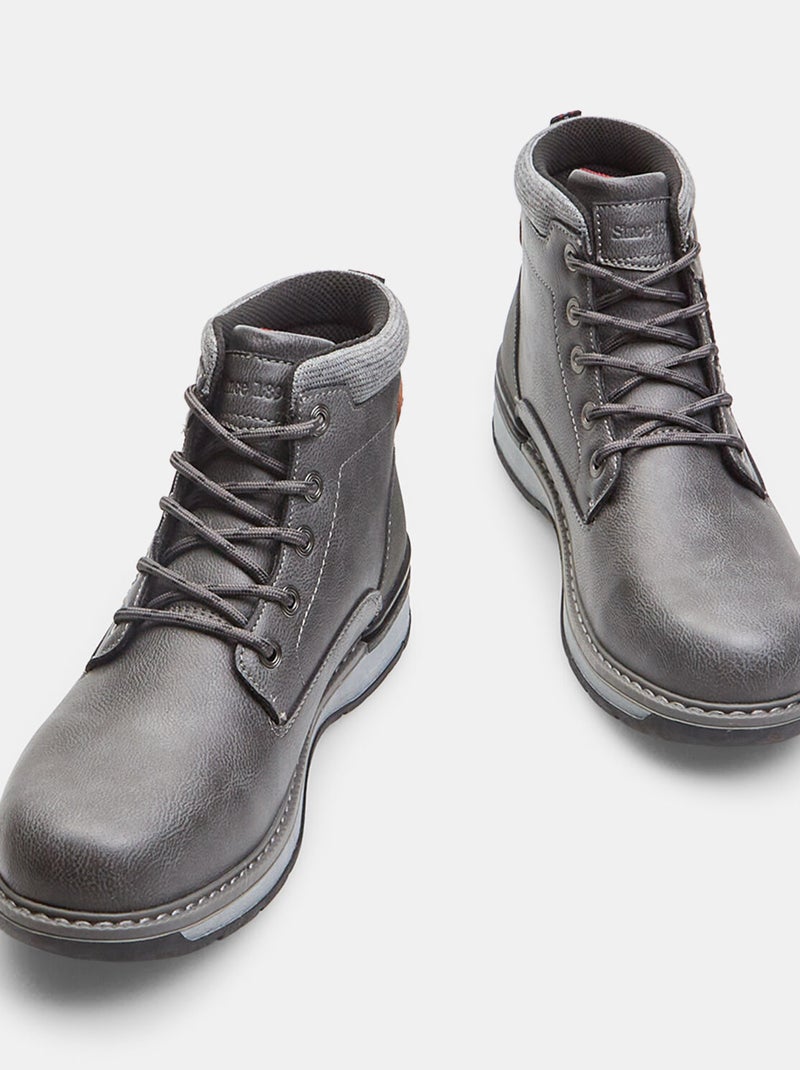 Bottines effet cuir BATA Gris - Kiabi
