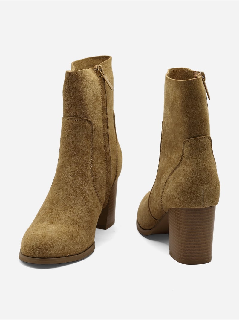 Bottines effet daim Camel - Kiabi