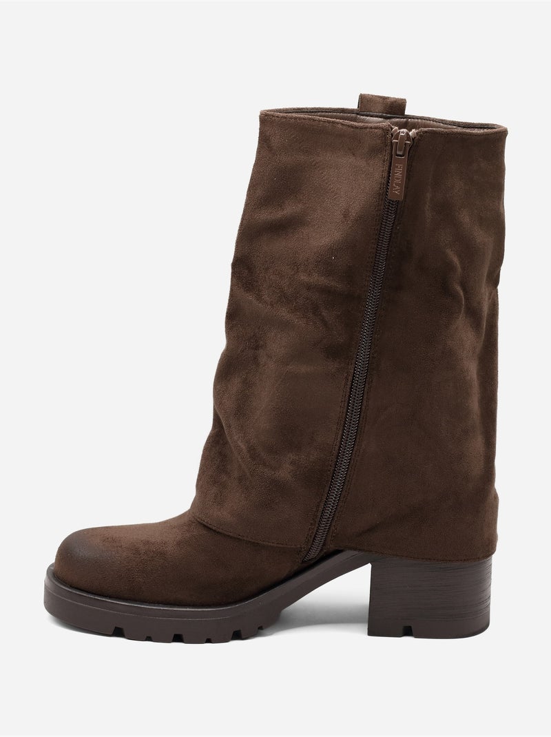 Bottines effet daim Marron - Kiabi