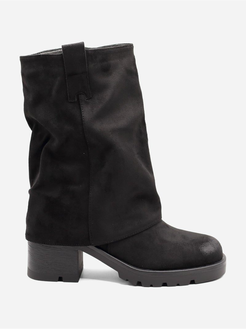 Bottines effet daim Noir - Kiabi