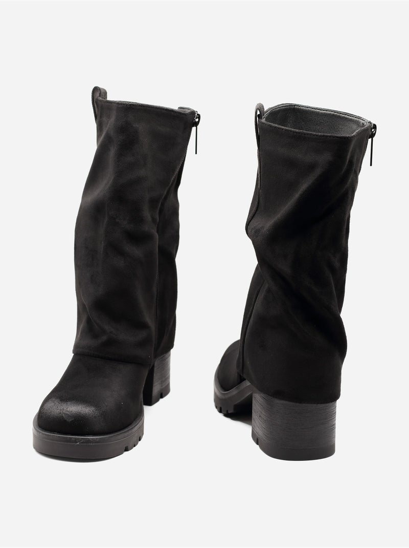 Bottines effet daim Noir - Kiabi