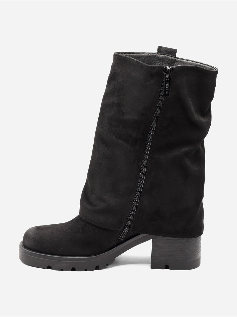 Bottines effet daim Noir - Kiabi