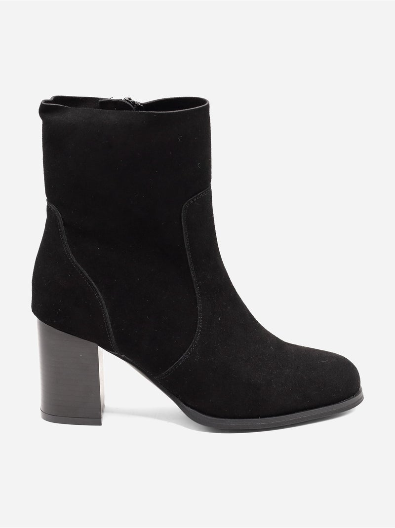 Bottines effet daim Noir - Kiabi