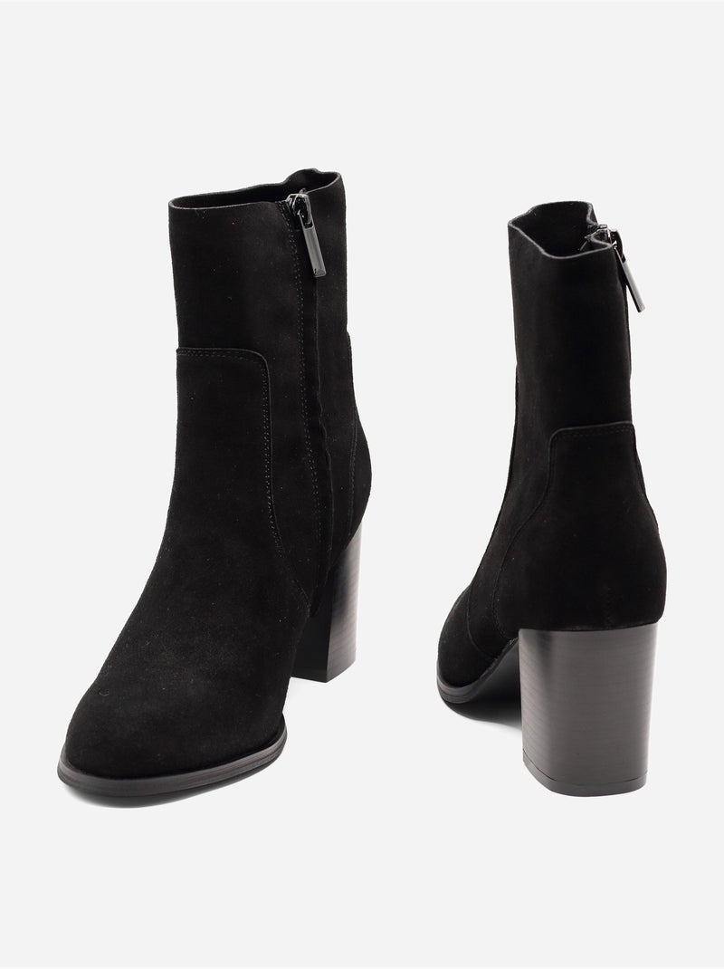 Bottines effet daim Noir - Kiabi