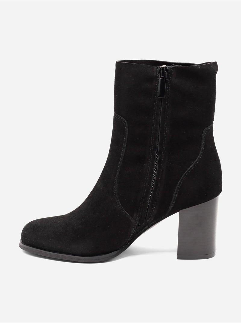 Bottines effet daim Noir - Kiabi
