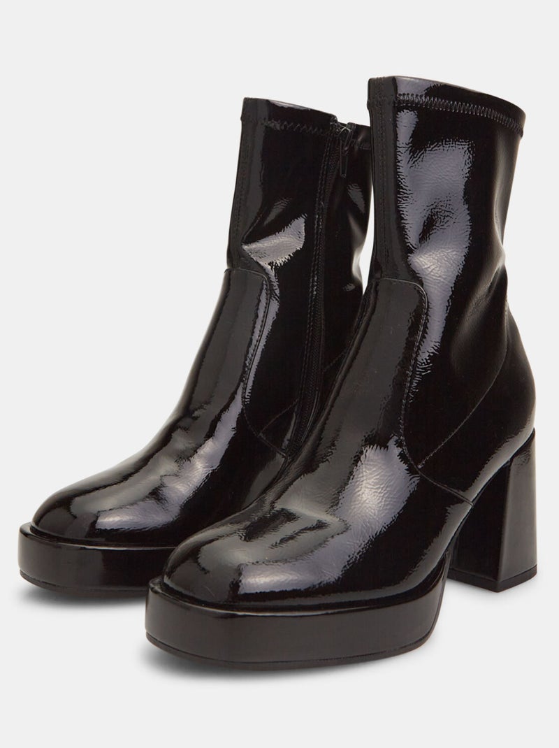 Bottines effet peinture à talon BATA Noir - Kiabi