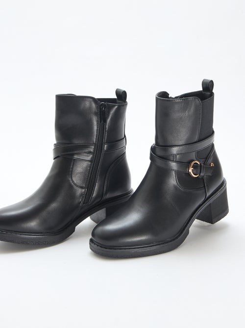 Bottines élastiquées à sangles - Kiabi