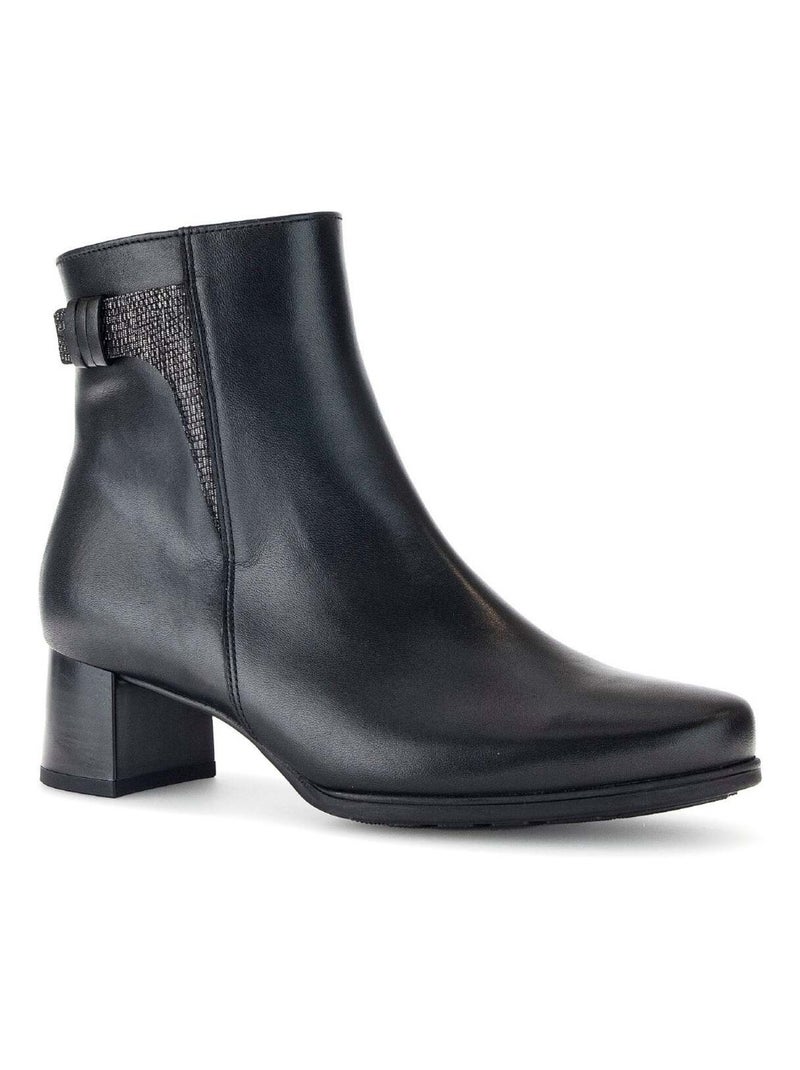 Bottines  en combinaison cuirs Noir Noir - Kiabi