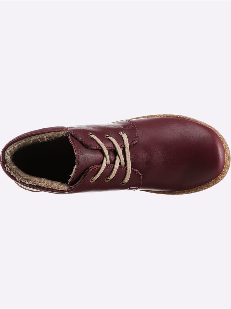Bottines en cuir à lacets avec doublure textile douce - taille standard - witt Bordeaux - Kiabi