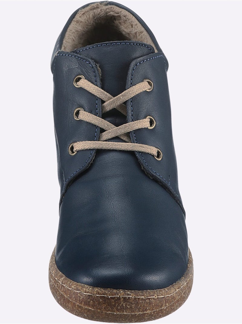 Bottines en cuir à lacets avec semelle souple et doublure textile - taille standard - witt Bleu jean - Kiabi