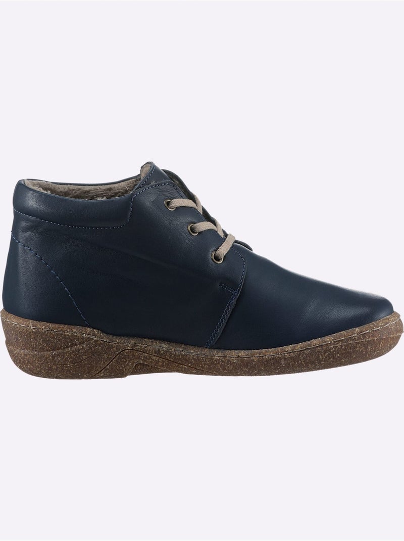 Bottines en cuir à lacets avec semelle souple et doublure textile - taille standard - witt Bleu jean - Kiabi