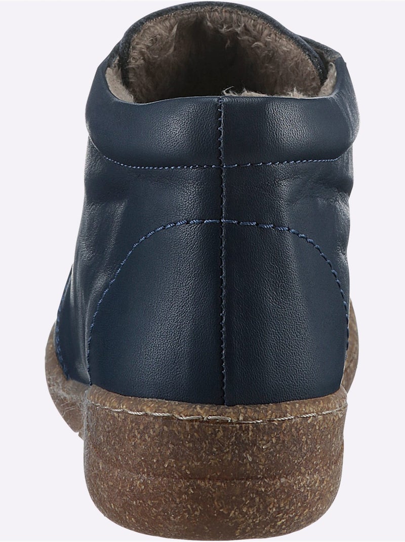 Bottines en cuir à lacets avec semelle souple et doublure textile - taille standard - witt Bleu jean - Kiabi