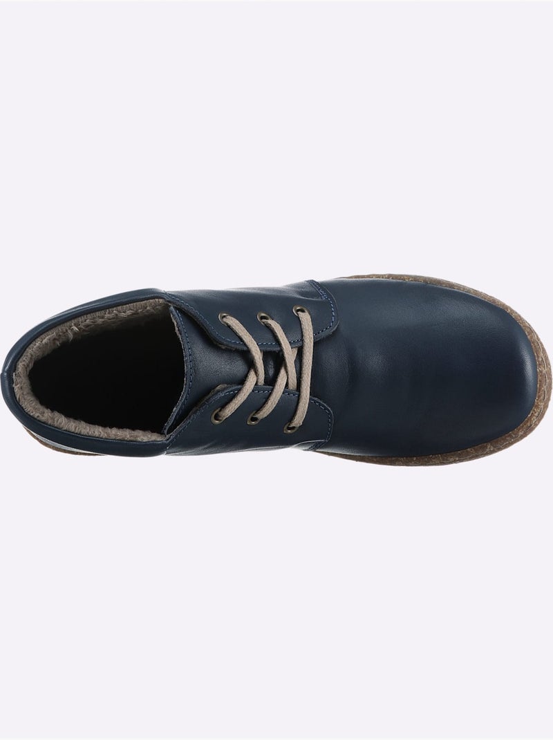 Bottines en cuir à lacets avec semelle souple et doublure textile - taille standard - witt Bleu jean - Kiabi