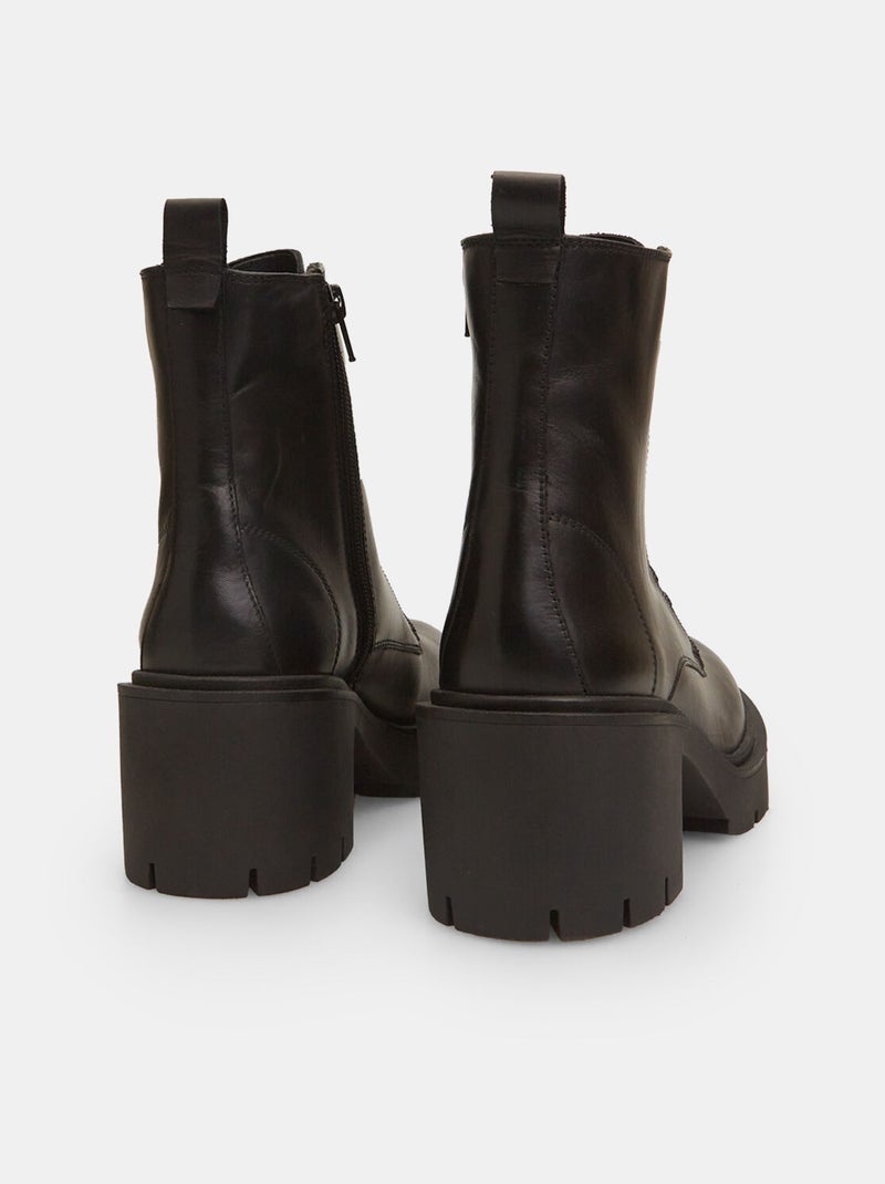 Bottines en cuir à talons BATA Noir - Kiabi