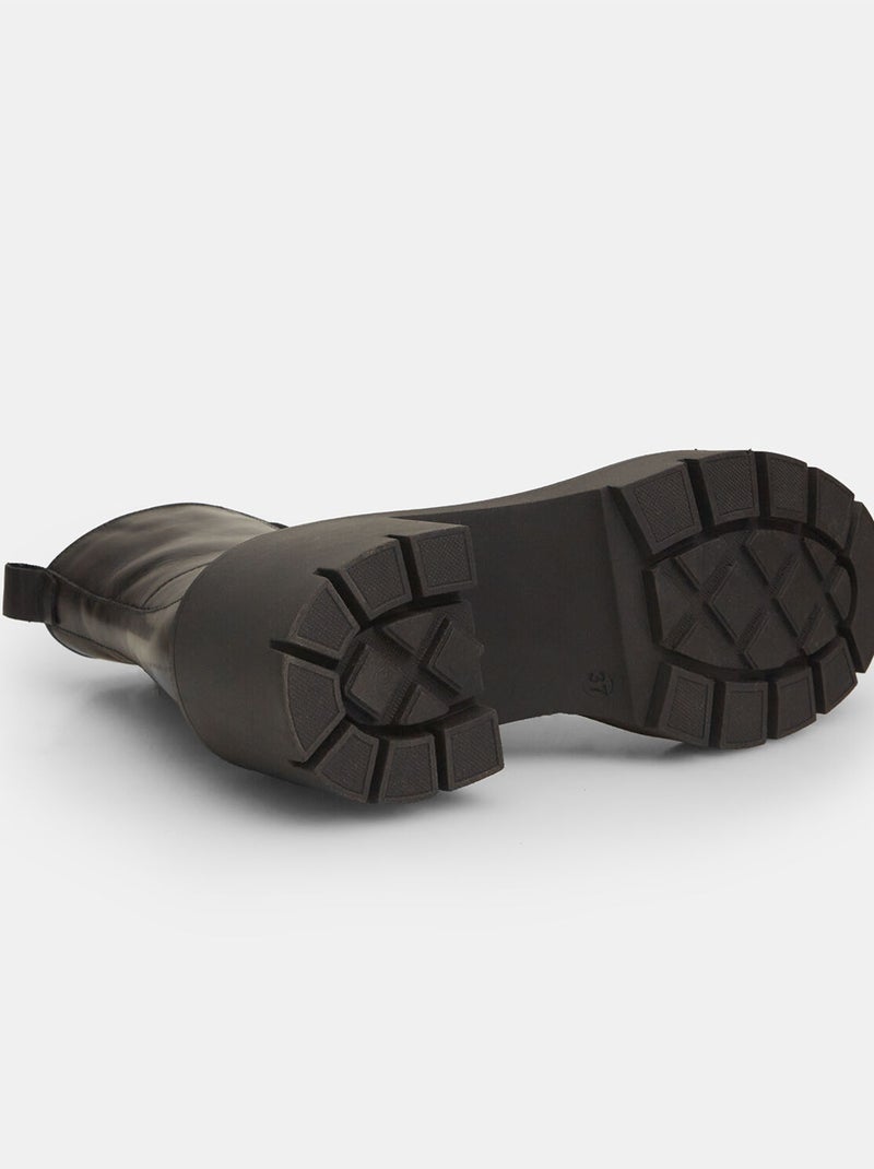 Bottines en cuir à talons BATA Noir - Kiabi