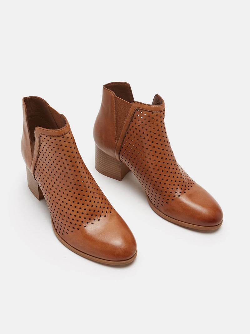 Bottines en cuir ajouré BATA Bronze - Kiabi