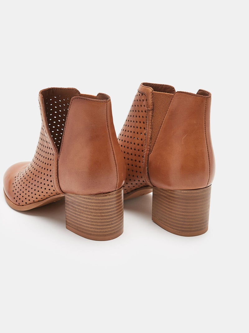Bottines en cuir ajouré BATA Bronze - Kiabi