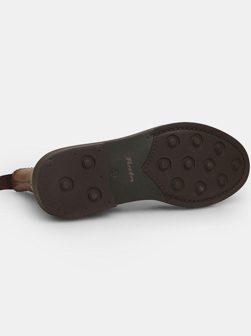 Bottines en cuir avec détails brogue bata Marron - Kiabi