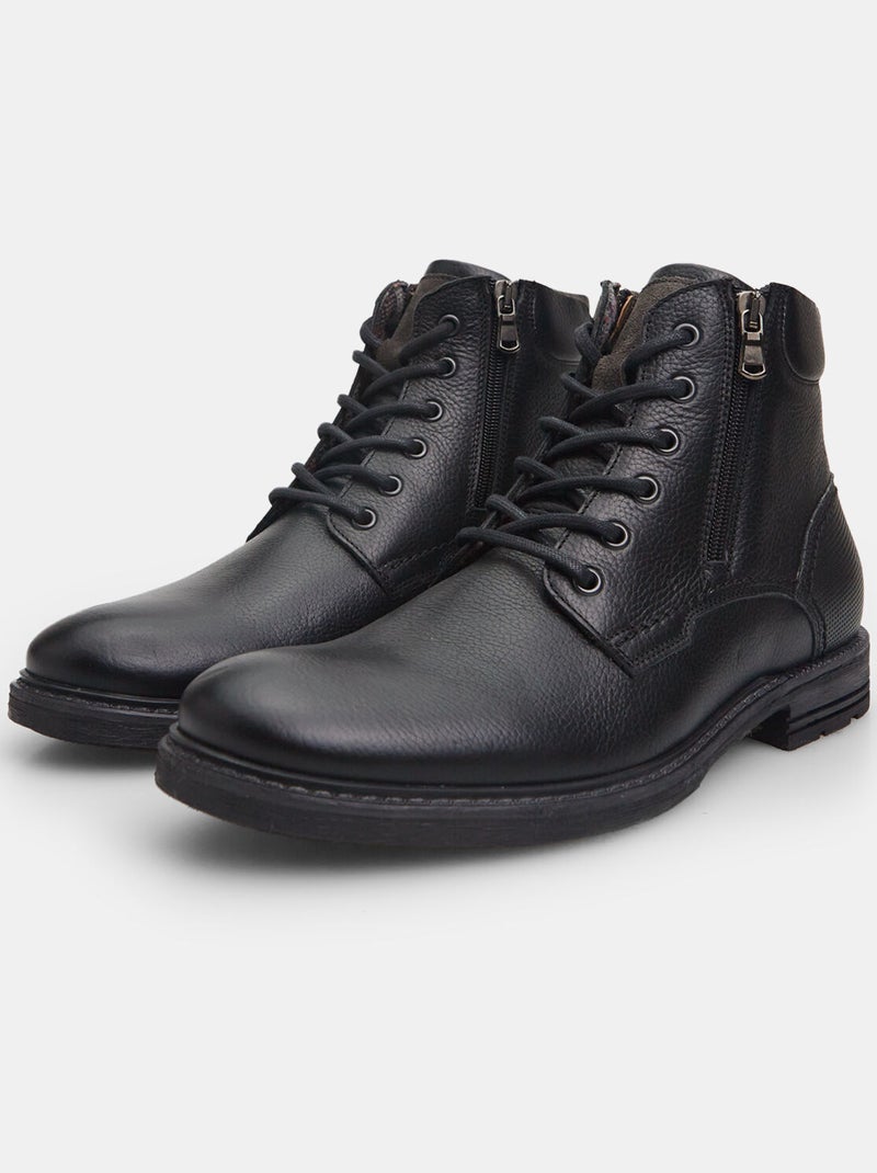 Bottines en cuir avec fermeture éclair BATA Noir - Kiabi