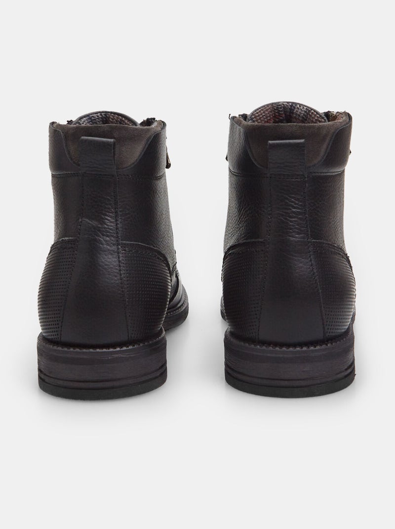 Bottines en cuir avec fermeture éclair BATA Noir - Kiabi