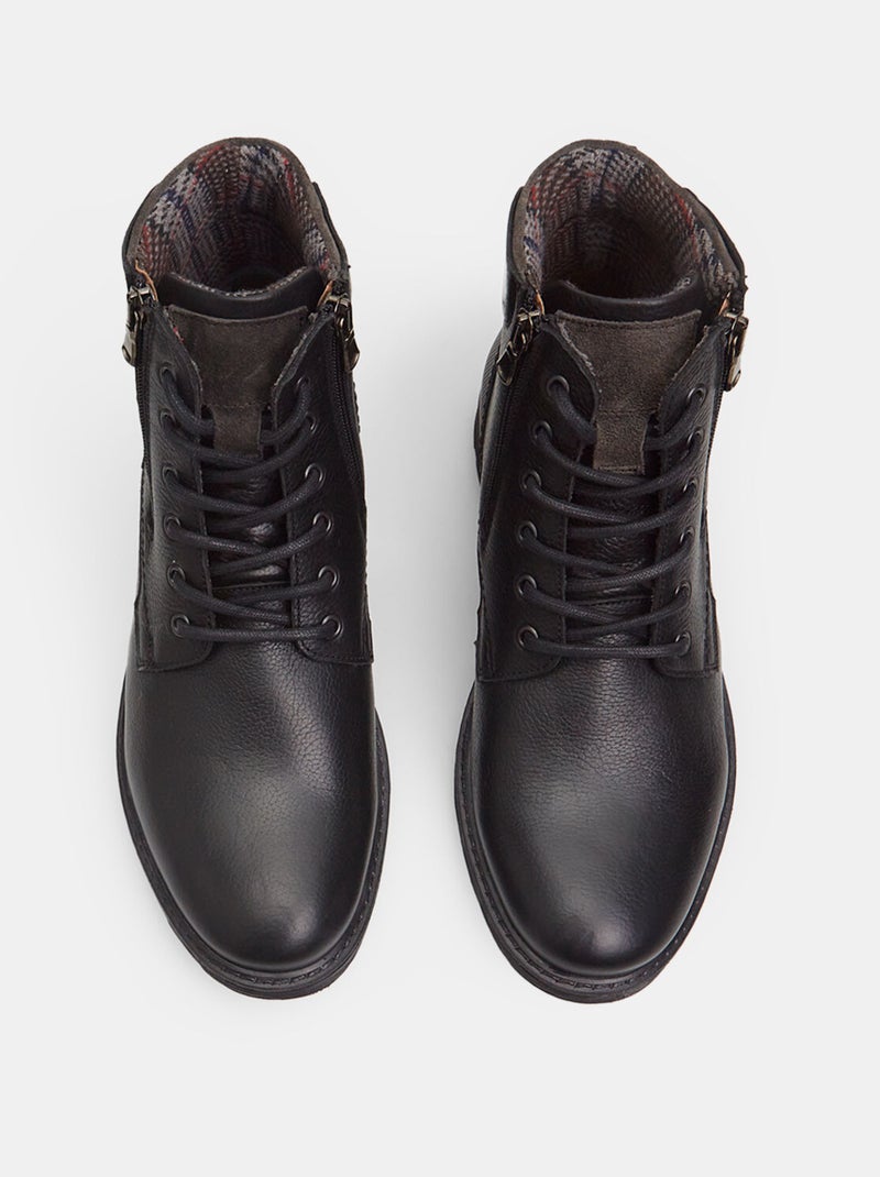 Bottines en cuir avec fermeture éclair BATA Noir - Kiabi