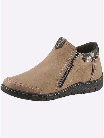 Bottines à glissières latérales en cuir velours et synthétique - Taille standard - Witt